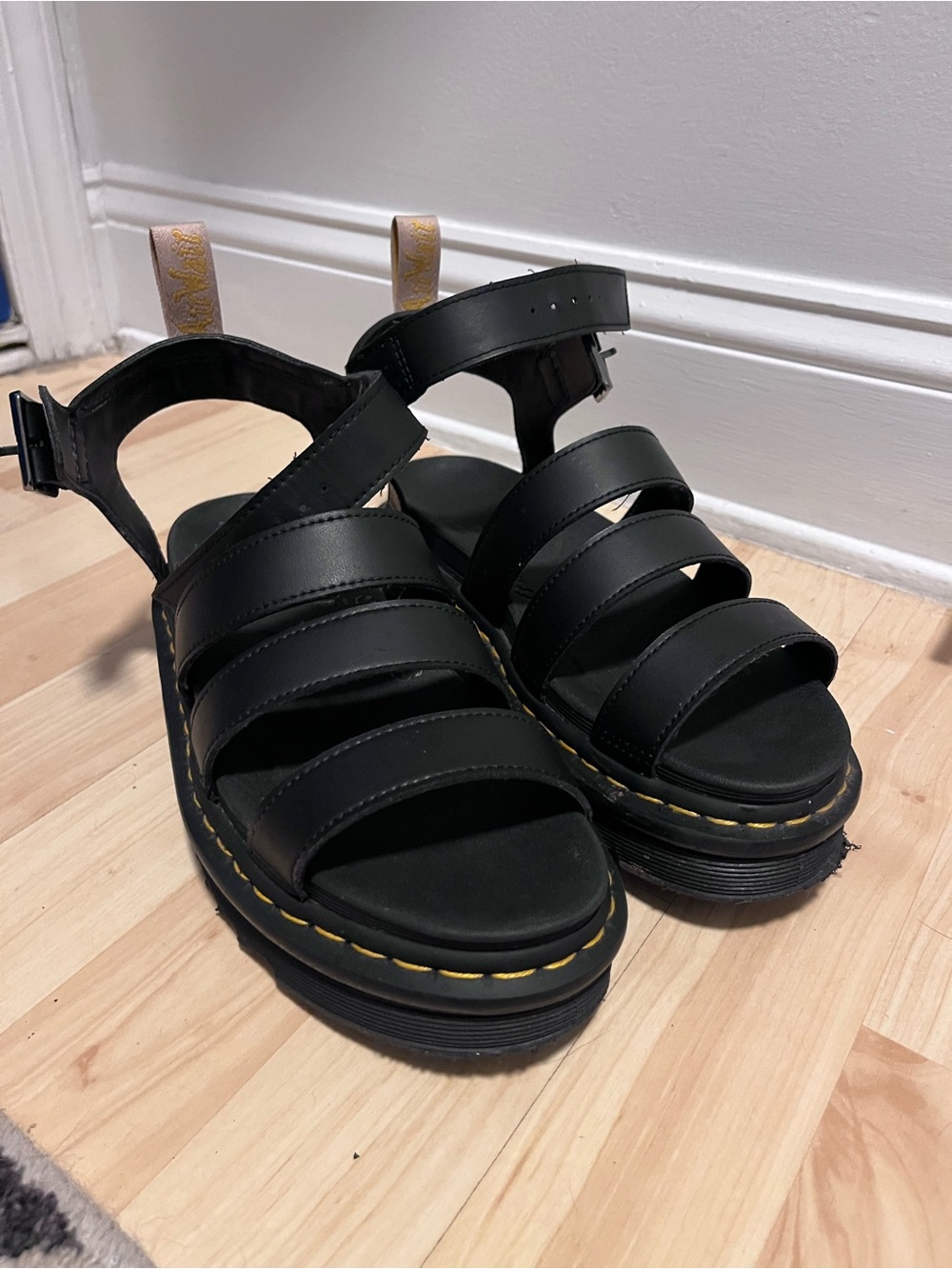 Dr. Martens Blaire Black Strappy Platform Sandals